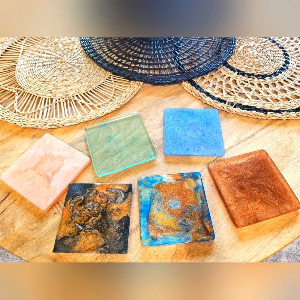 6 homemade epoxy coasters